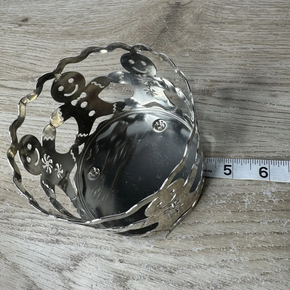 Slatkin & Co Silver Metal Candle Holder Gingerbread Christmas 3-Wick Bath & Body